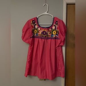 Pink floral shirt